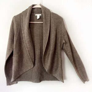 H&M Open Front Knit Cardigan Taupe Size Medium Casual Career Cozy